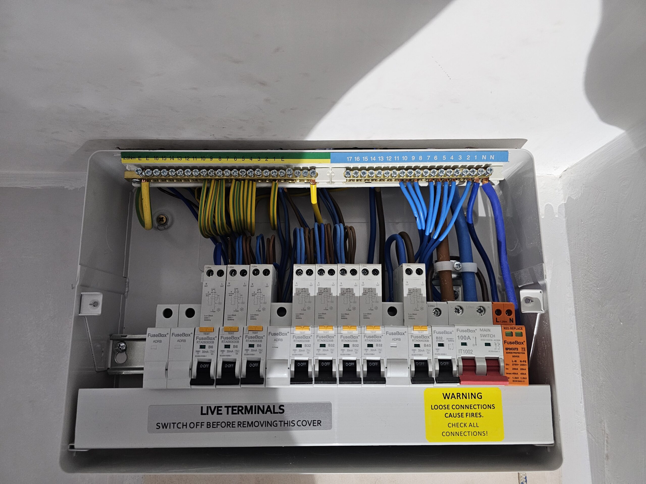 New consumer unit installed by qualified electrician in Cardiff.